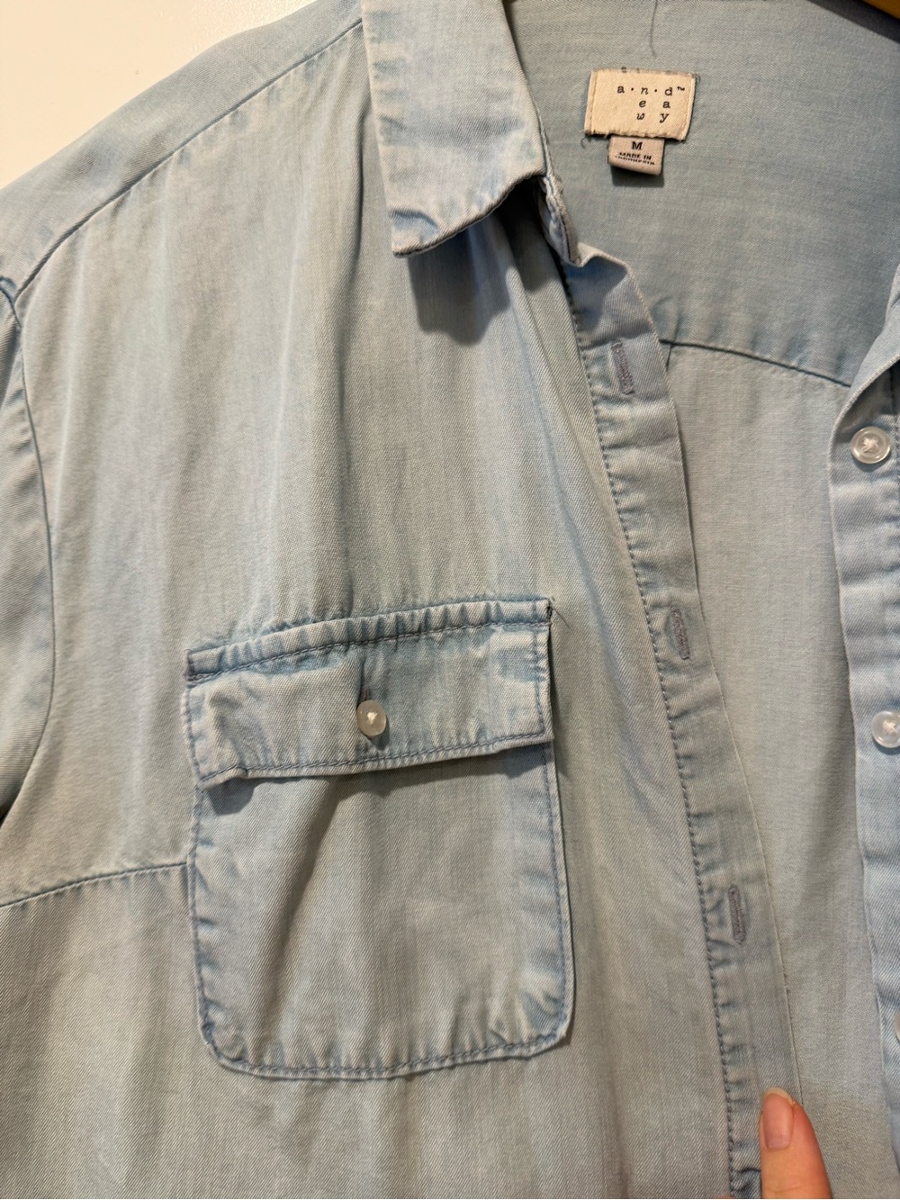 a new day Light Wash Chambray Button-Up Shirt - Picture 4 of 9